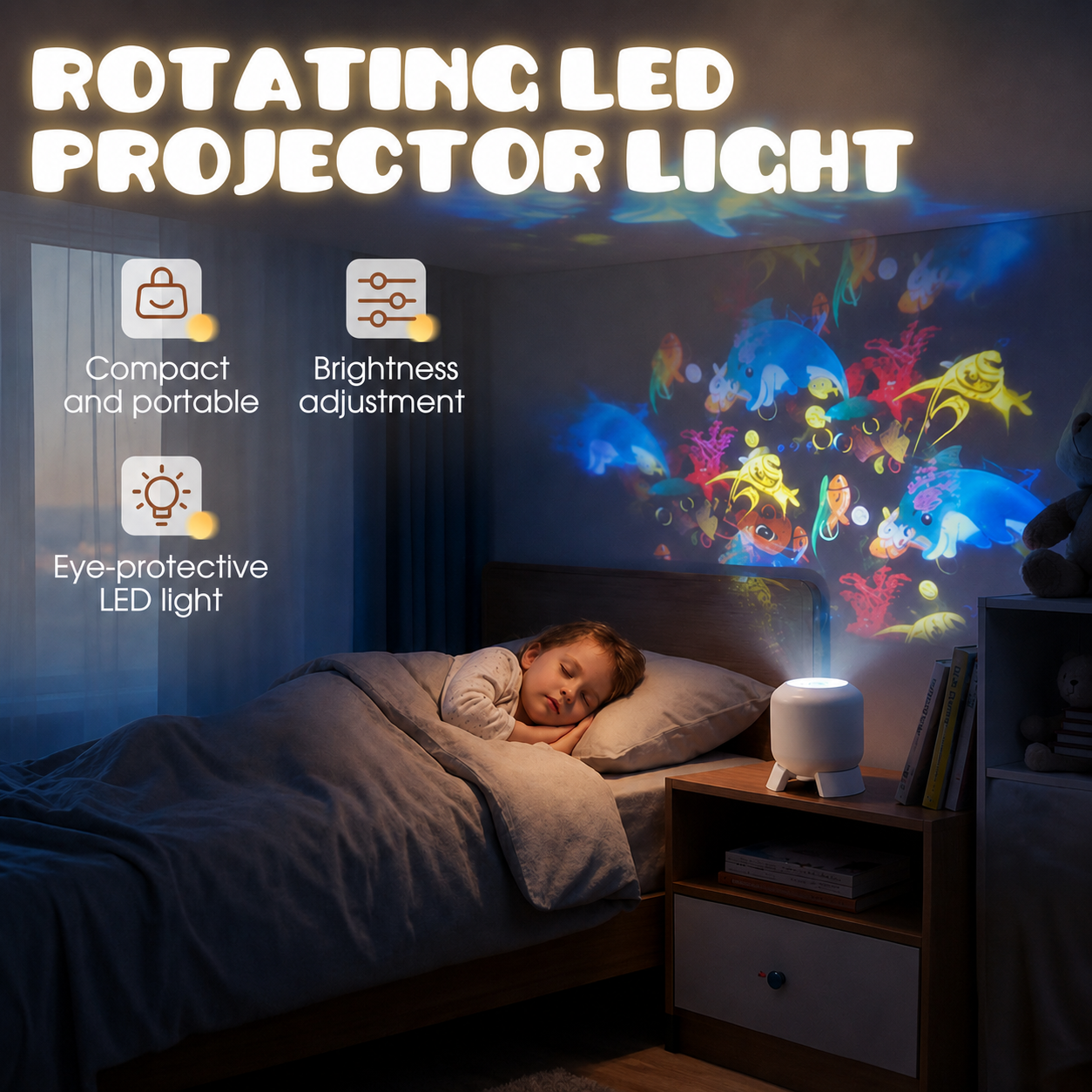 Ocean Projector for Kids' Room - Transform Your Space with Vibrant Marine Life Projections and Soft Lighting